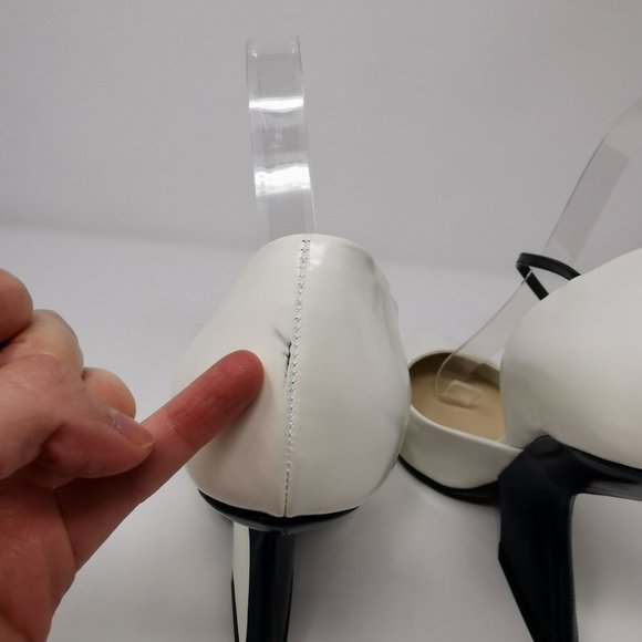 Dior Runway White Sculptured Navy Blue Heel - Picture 12 of 12